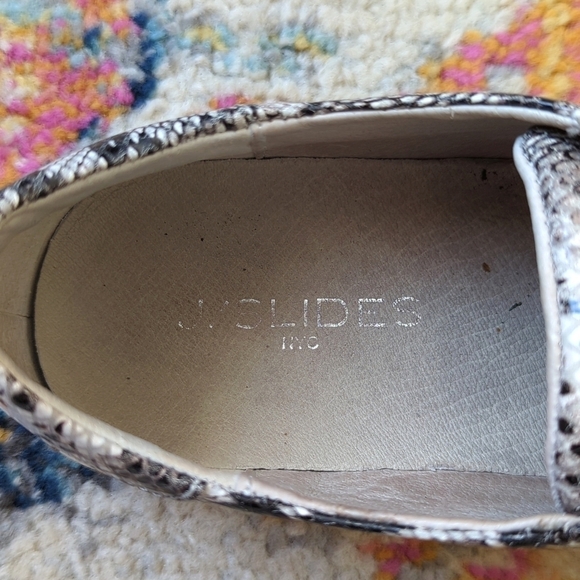 J/Slides Karla Snake Printed Leather Jute Trim Split Front Slip On Sneakers 8 - Picture 13 of 16